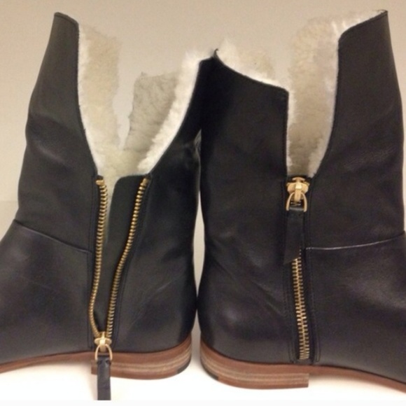 Kate Spade Saturday Black Leather Shearling Boot - Picture 3 of 3